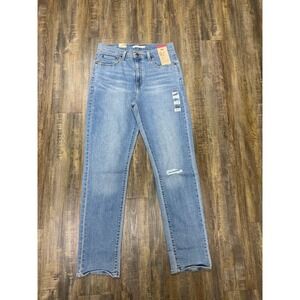 Levi's 724 High Rise Slim Straight Jeans Stellar Stretch Ripped Light Wash 32x32